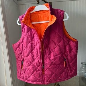 Coldwater Creek reversible puffy vest 1X orange and pink.